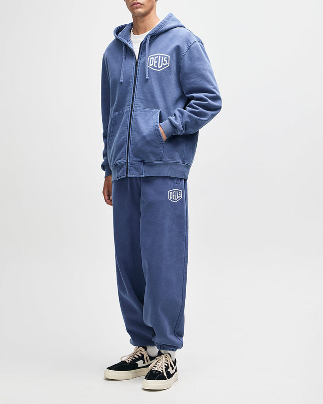 Shield Garment Dyed Zip Hoodie - Mechanic Blue