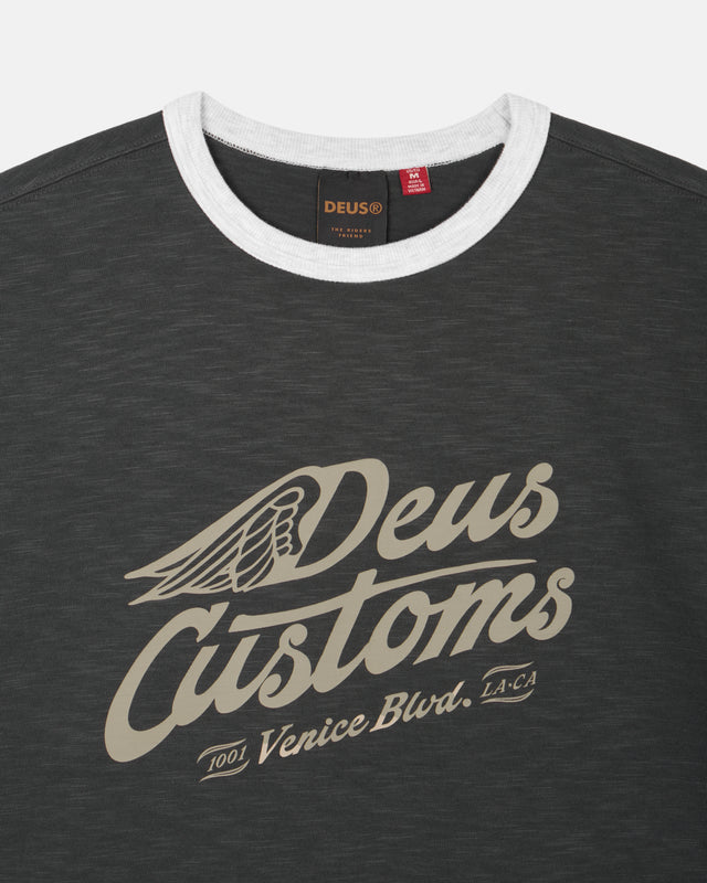 Winglet Ringer Tee - Charcoal