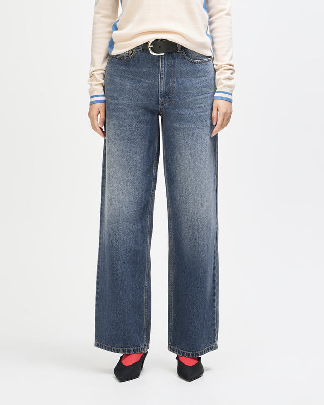 Drift Line Wide Jean - Mid Indigo