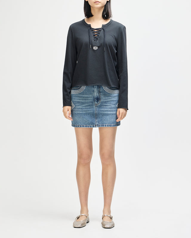Stoppa Lace-Up Top - Black