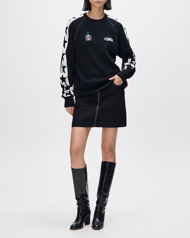 Top de punto de malla Icon - Negro