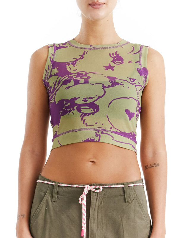 Kindness Mesh Tank - Moss